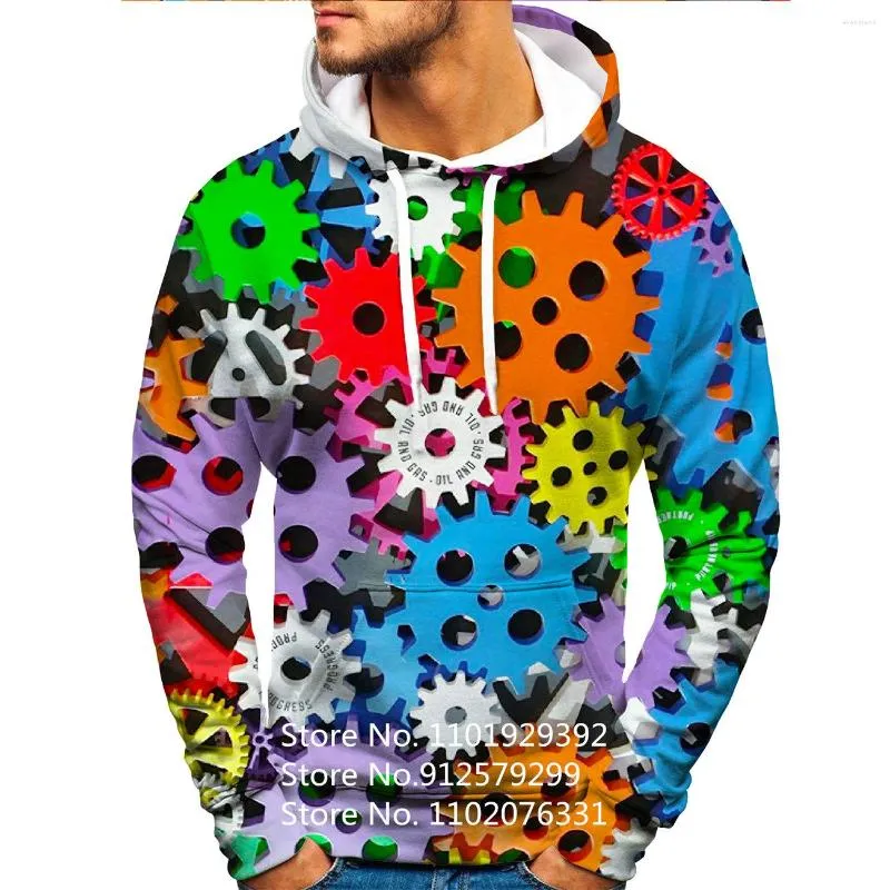 Men's Hoodies Men's/Women's Fashion Gear Machinery 3d Printed 2023 Male Casual Punk Sweatshirts Hip Hop Pullover Tops