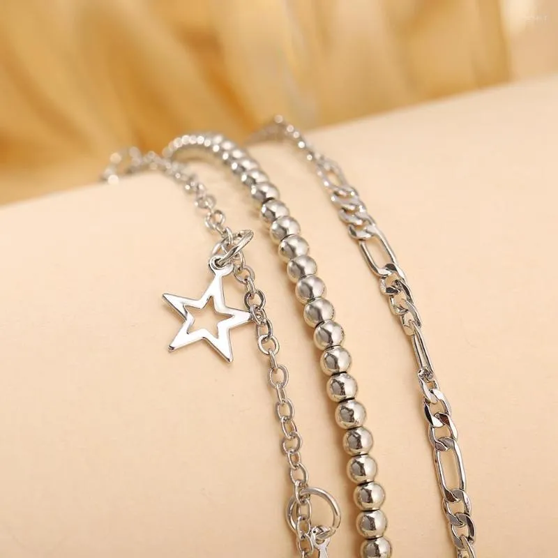 Fotlänkar IF YOU BOHO Stjärnset För Kvinnor Bohemian Silver Color Bead Anklet 2023 Butterfly Chain Foot Armband Beach Smycken