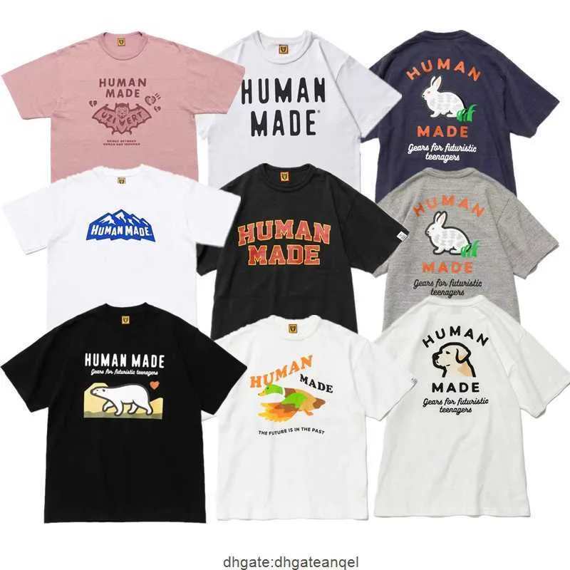Mode d'été rétro fait par l'homme Animal dessin animé imprimé à manches courtes coton col rond décontracté lâche T-shirt