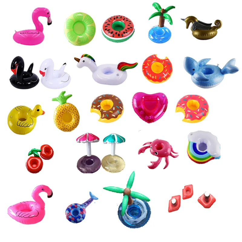 Sand Play Water Fun 10pcs Mini Cute fanny toys Red Flamingo Flutuante Inflável Drink Titular de Copo Piscina Banho Praia Festa Crianças Brinquedo Boia 230707