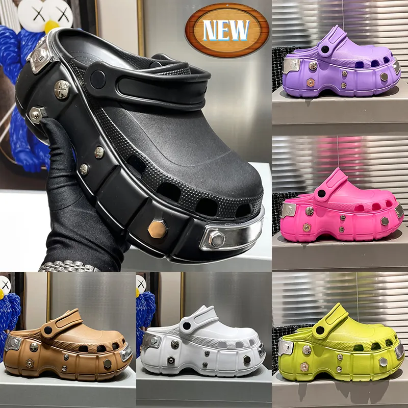 2024 Dames Platform Sandalen Hardcrocs Sandaal slides Chunky Paris Designer Rubber Slippers Heren Casual schoenen zwart luxe heren dames zomer strand Slipper muilezels