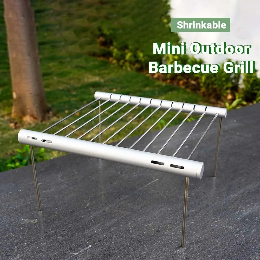 BBQ-grills Roestvrijstalen grill Draagbare opvouwbare grill voor buiten Mini-pocketgrill Home Park Picknick Outdoor-kookrek Accessoires 230707