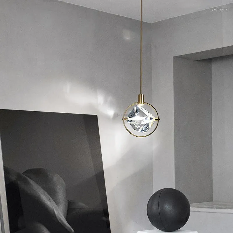 Żyrandole nowoczesny żyrandol LED z kryształowym połyskiem Loft lampa wisząca salon sypialnia wspaniały wisiorek dekoracyjny do domu światła