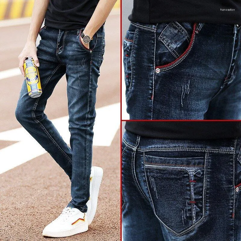 Men's Jeans Size 27-36 Men Spring Summer Autumn Classic Fashion Casual Slim Fit Skinny Straight Stretch Long Denim Pants Black Blue