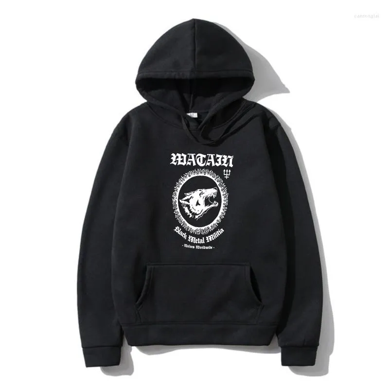 Men's Hoodies Watain Black Metal Militia Hoodie Men Casual Warm Hip-Hop Simple Splicing Hoody Sweatshirt