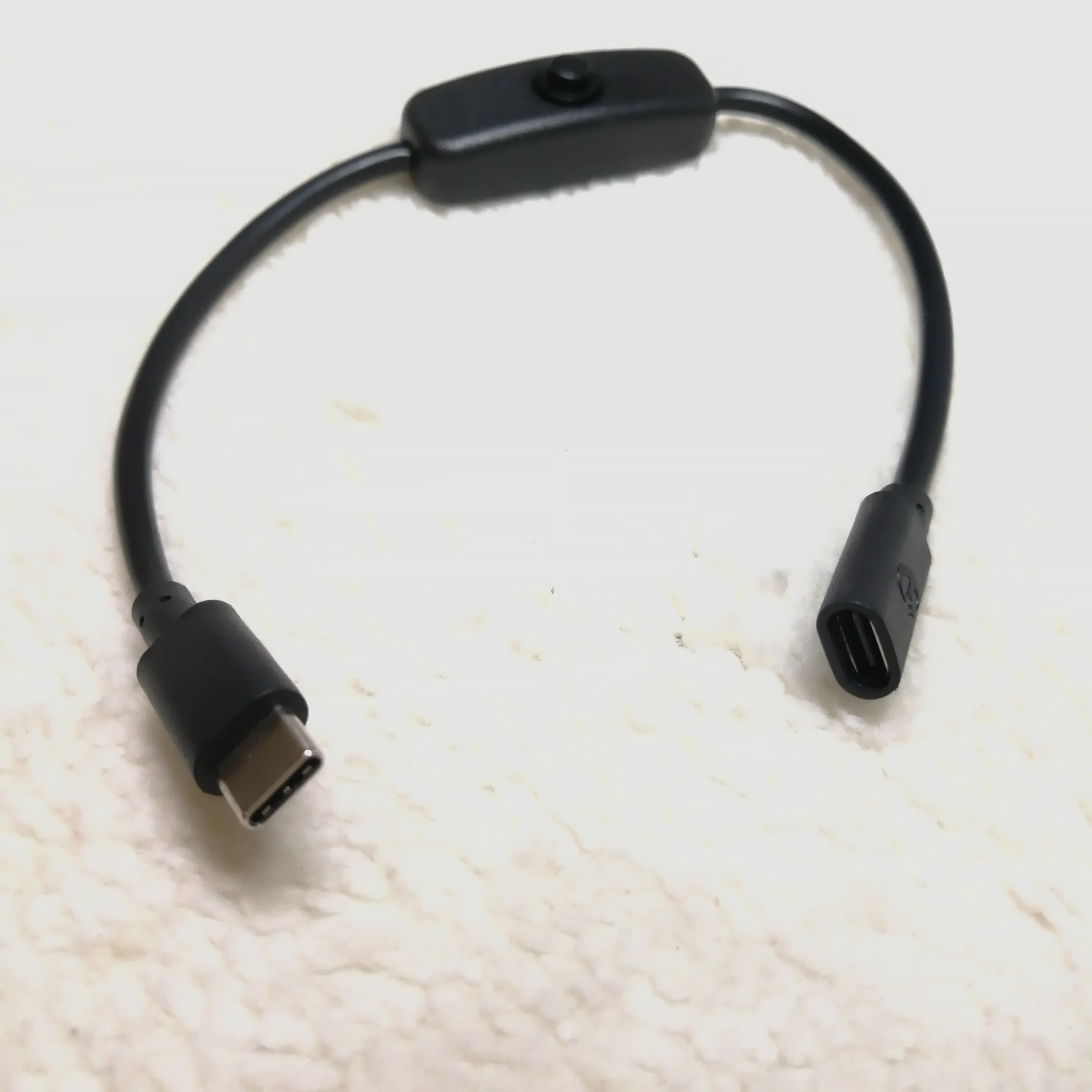 TYPE-C TYPE C Câble adaptateur d'alimentation USB mâle à femelle avec interrupteur marche-arrêt noir 4A