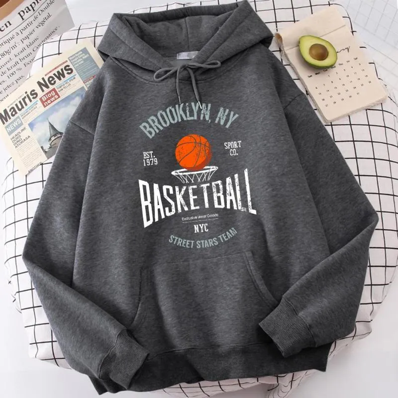 Męskie bluzy Brooklyn Ny Basketball Street Stars Team dla mężczyzn wspaniała bluza z okrągłym dekoltem Casual miękka góra Retro bluza z kapturem męska