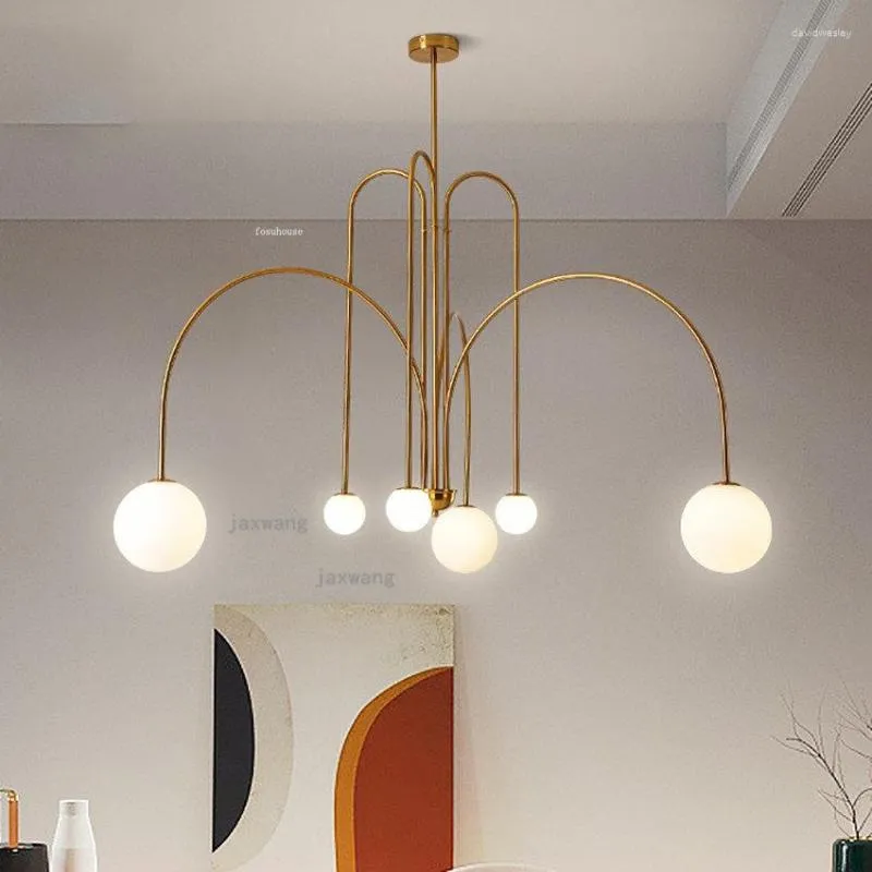 Lustres nordique luxe LED plafond lustre moderne verre Restaurant Loft salon maison éclairage cuisine accessoires