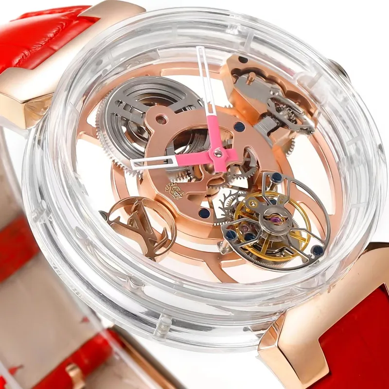Exquisite Tourbillon Watch With Sapphire Case And Steel