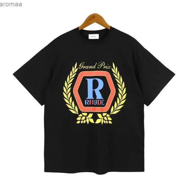 Rh デザイナー夏メンズ Rhude t シャツトップスレターポロシャツ刺繍レディース Tシャツ服半袖大プラスサイズ Teesbwimr3qe