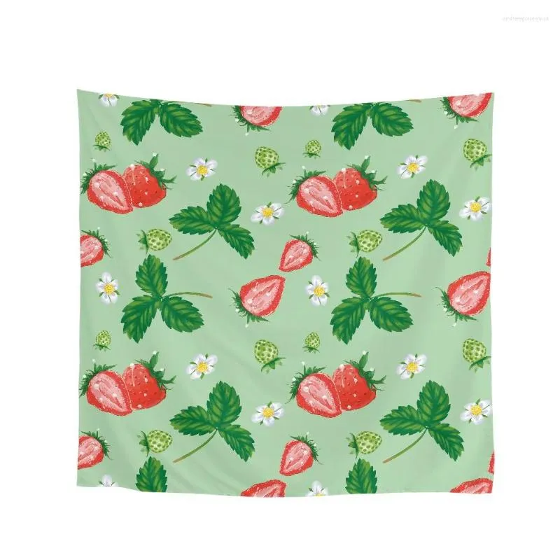 Scarves 2023 Latest Style Fresh Strawberry Print Scarf Ladies Satin 90 90cm Large Square Women's Fashion Headscarf