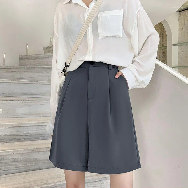 Kadın Şort Yaz 2023 Sıradan gevşek geniş bacak diz boyu kadın Kore Moda Cepleri Ofis Kısa Pantolon