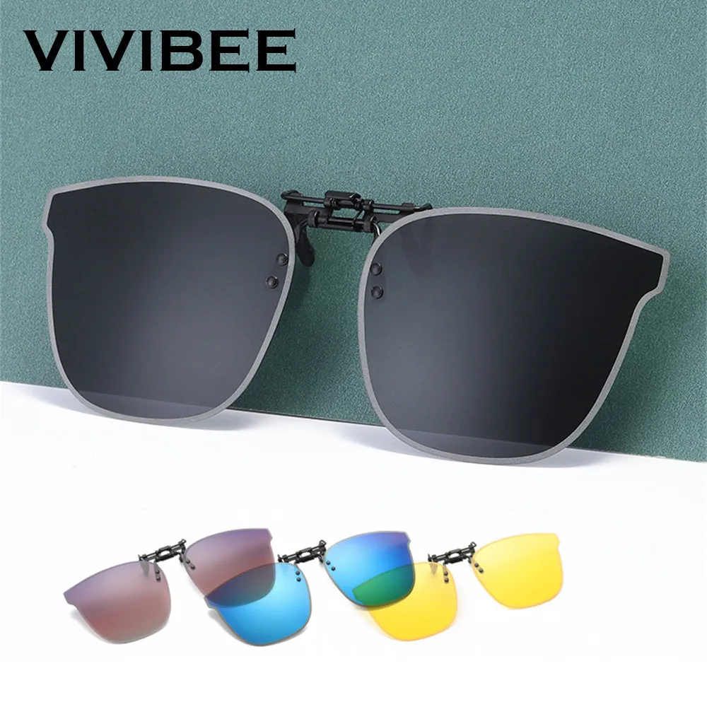 Sunglasses VIVIBEE Big Size Flip up Clip on Polarized Men Classic UV400 Pochromic Lens Sun Glasses for Precription Women 230707