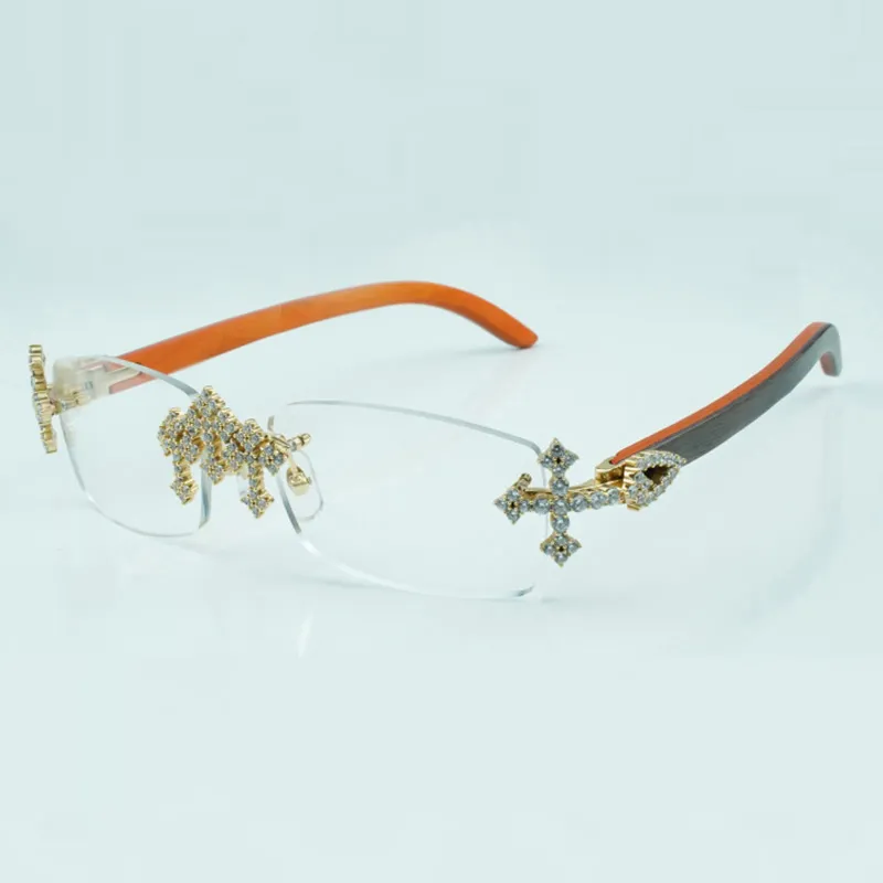 Cross Diamond Glasses Frames 3524012 With Natural Orange Wood