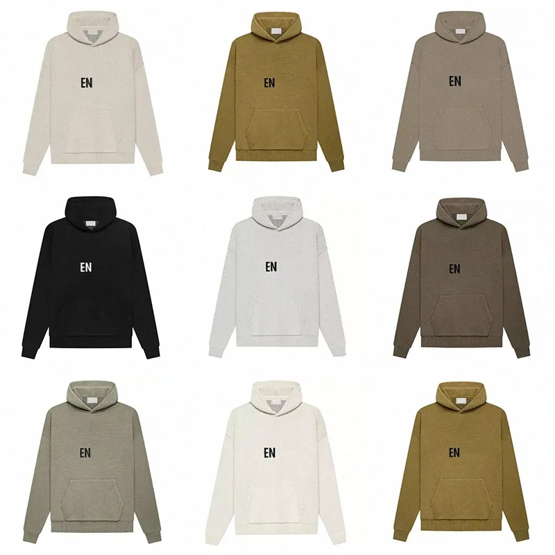 ESS Hoodies Essentialls Hoodies Essentialsweatshirts High Street Doppellinienhut und Hutlosenpullover Brief Schwergewicht Unisex Modemarke Essentialshoodie