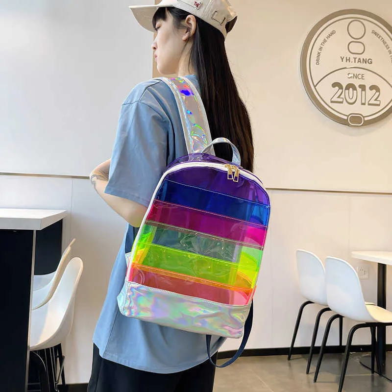 Backpack Pvc Transparent Waterproof Backpack 2023 New Large Capacity Student Schoolbag 230708