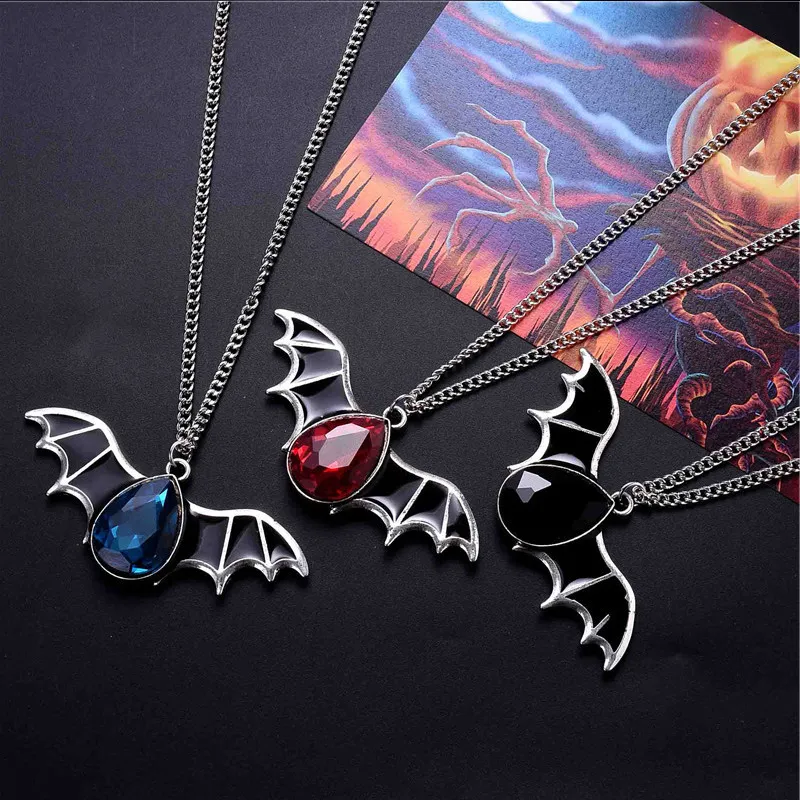 Hot Selling Sieraden Halloween Vleermuis Ketting Vrouwelijke Persoonlijkheid Punk Drop Olie Paar Hanger heren Trui Ketting Sieraden