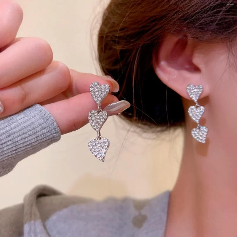 Hoop Earrings Zircon Love Women's Light Luxury Versatile And Design Star Dangle Rose Statement