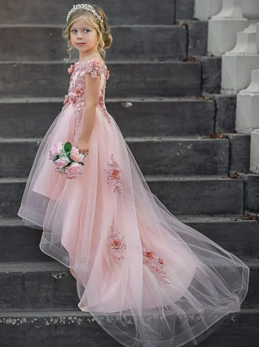 formal dress long sleeve Royal Blue Tulle Prom Dresses Long Sleeves Appliques – Lisposa main image 0
