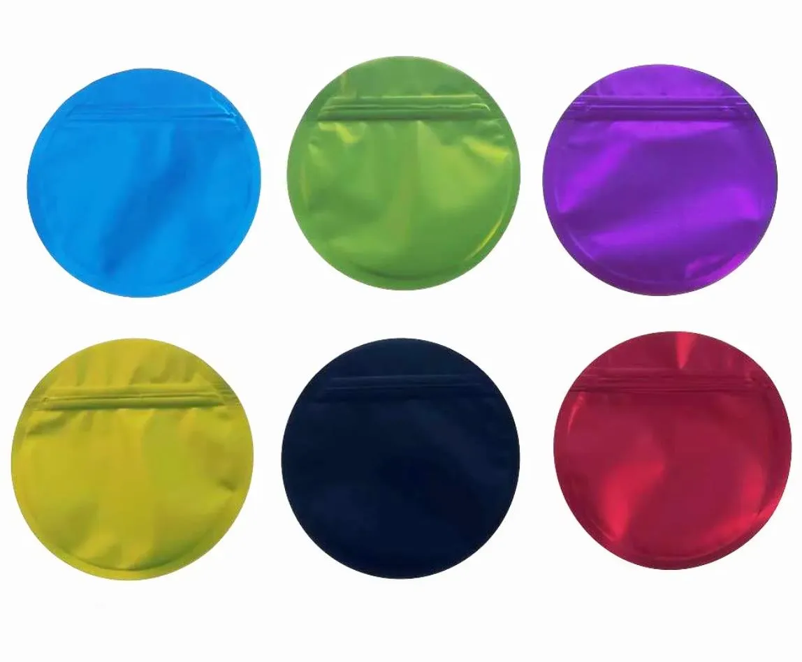 Bolsas de embalaje En blanco Llano Irregar Envases de plástico en forma redonda Troquelado con cremallera Papel de aluminio A prueba de olores 3.5G Mylar Bag Drop Del Otnar