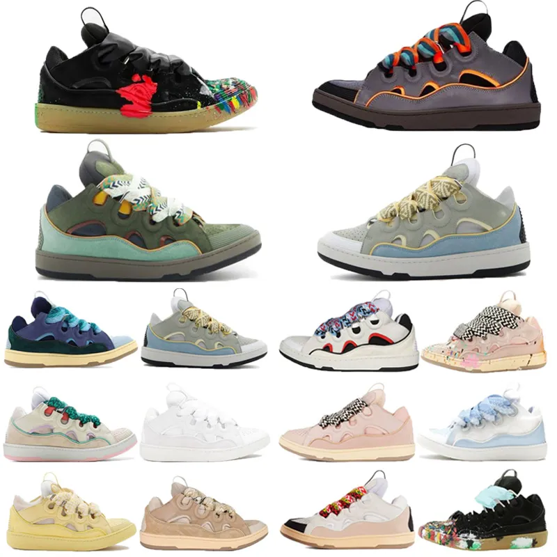 luxury designer Casual Shoes Leather Curb Grey Shoes Men Lan Sneaker Beige Yellow Black Purple Light Blue Pink White Ivory Brown Women Authentic Outdoor sneakers