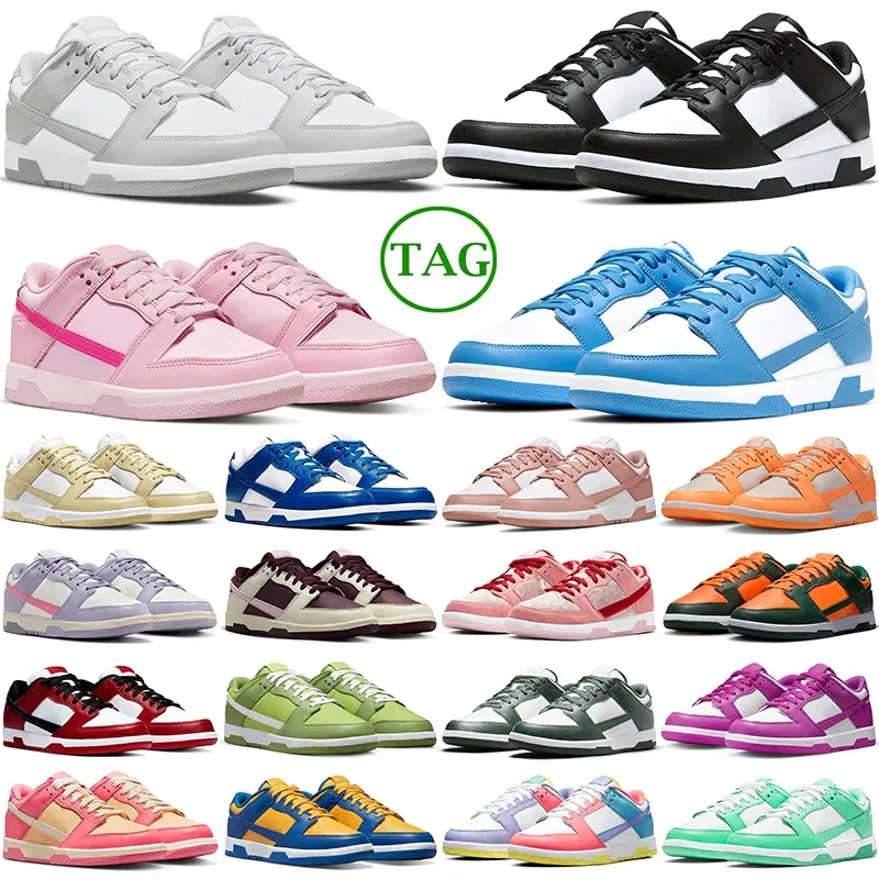 2023Sapatos Masculinos Femininos Tênis Baixo Panda Branco Preto Cinza Névoa Triplo Rosa UNC Rose Whisper Team Dourado Azul Framboesa Morango Pêssego Tênis Casual Masculino GAI