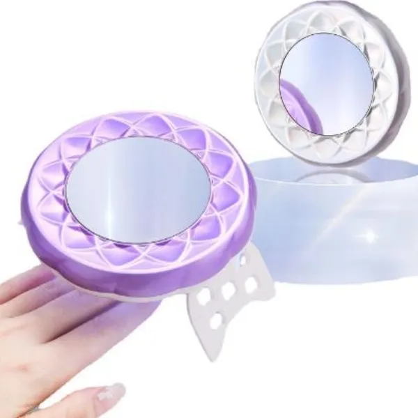 Lampe à ongles 18W miroir de maquillage rond Mini sèche-ongles tenu dans la main pour durcir le Gel de vernis UV couleur violet/blanc