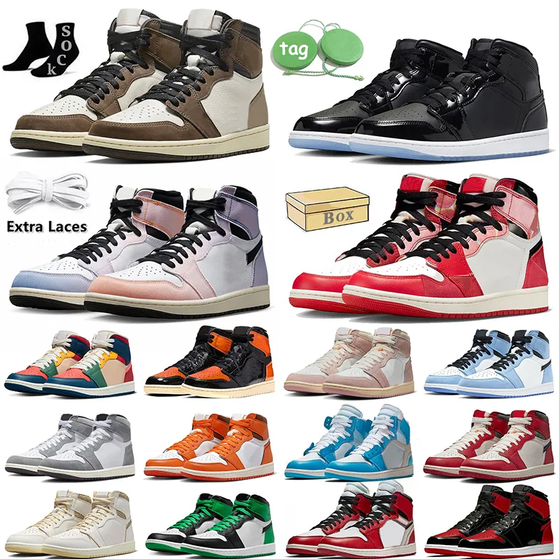 Tênis de basquete Jumpman 1 jorden1s High OG Craft Sail 1s Sports Spiders-Verse Denim Lavado Heritage Rosa Branco Cimento Perdidos e Achados OG Original com Caixa