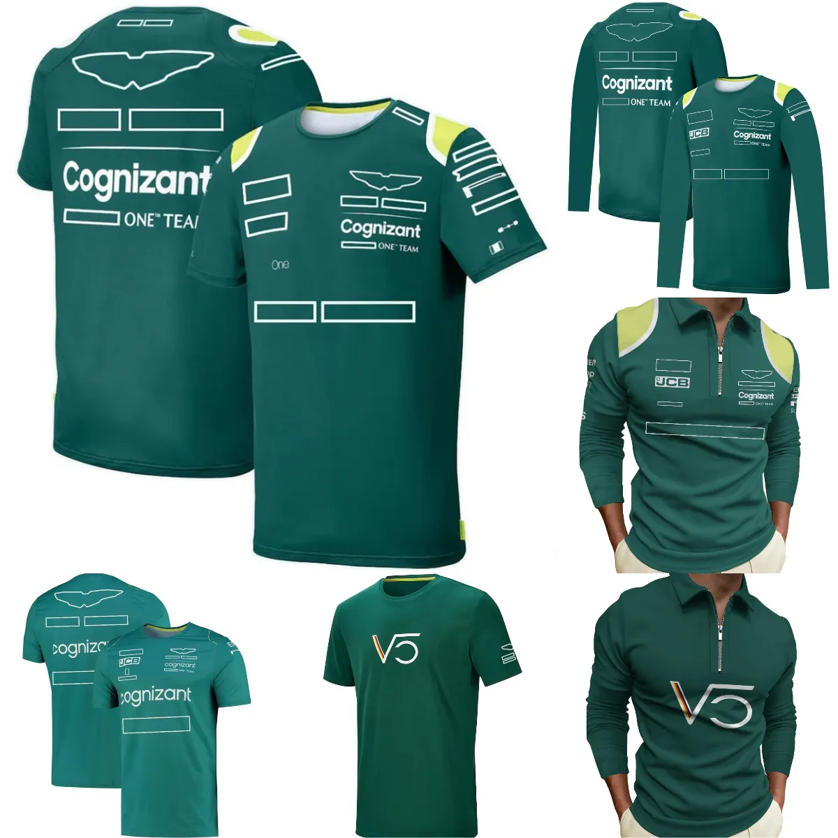 F1-Fahrer T-Shirt 2023 Neues Formel-1-Team Langarm Polo Shirt Racing Sport Brand Casual Green T-Shirt Outdoor Motocross Jersey