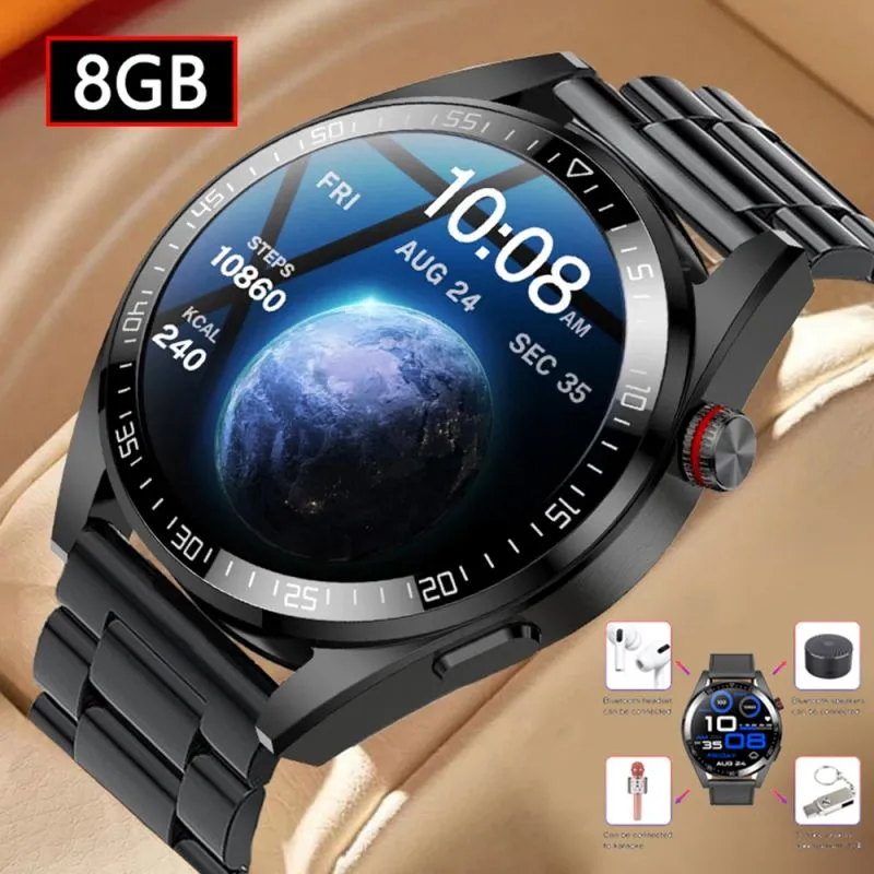 جديد 454*454 شاشة SMART WATCH دائمًا عرض الوقت الذي يتصل به Bluetooth Smartwatch المحلية للرجال Android TWS سماعات الأذن