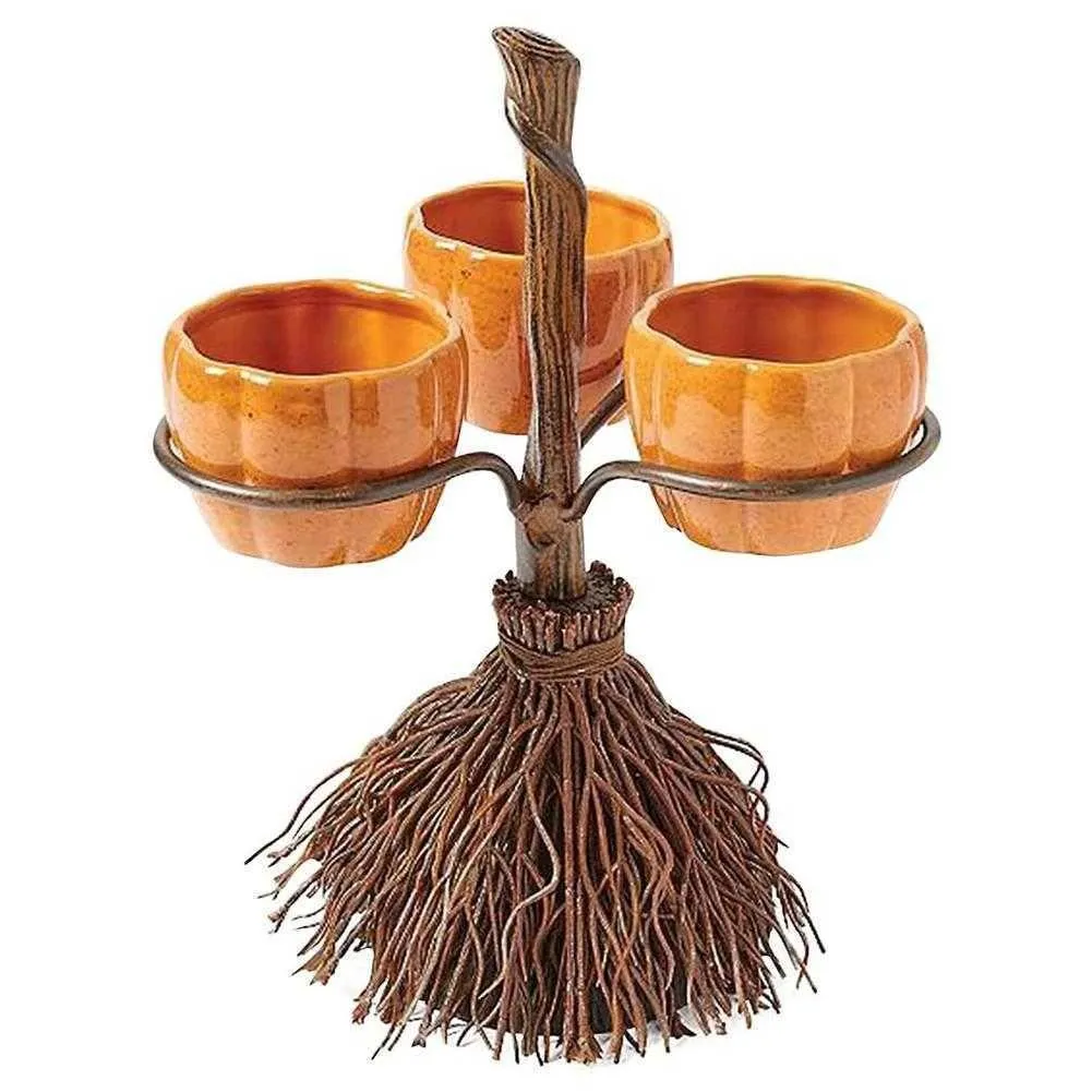 Other Festive Party Supplies Halloween Snack Serving Bowls With Holder Pumpkin Broom Candy Cake Salad Bowl For Holiday Decoration Dhywm