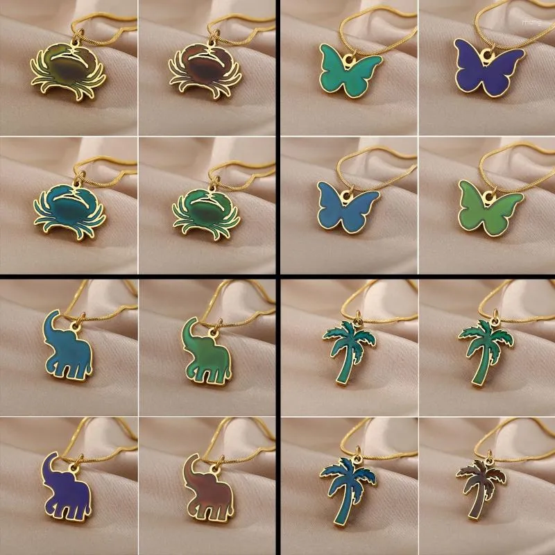 Hangende kettingen sierlijke kettingdier voor vlinder olifant krab thermochromische tiener vrouwen jubileum sieraden gif