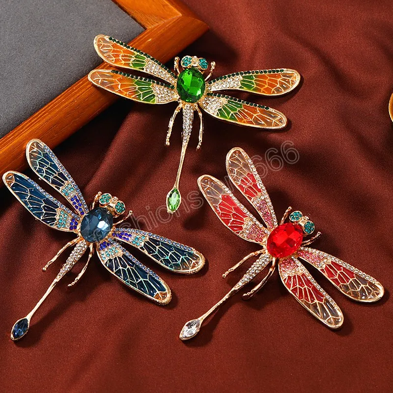 Libellule strass grandes broches mignon broche insecte mode cristal broches dame costume vêtements Corsage bijoux