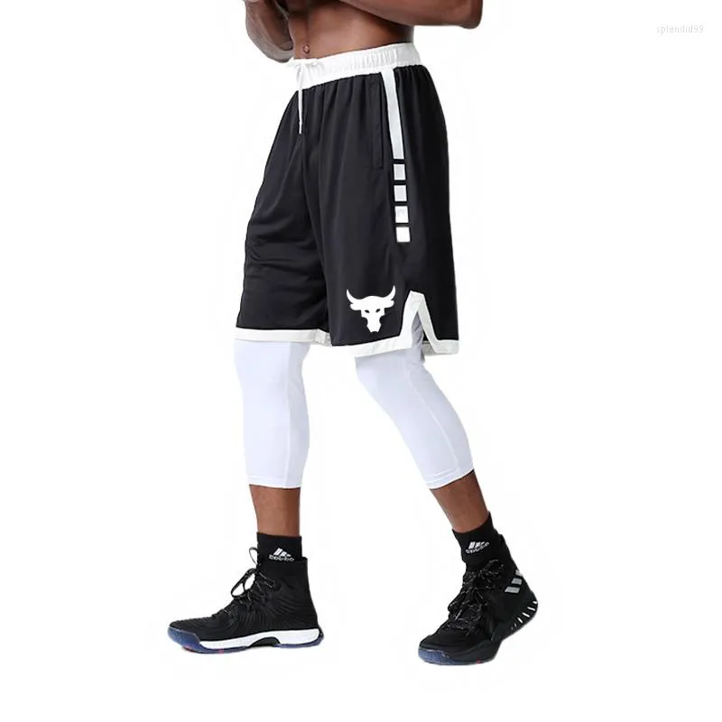 Shorts pour hommes Gym Sports à séchage rapide pour hommes Cordon respirant Courir Grand basket-ball Américain Au-dessous de la longueur du genou