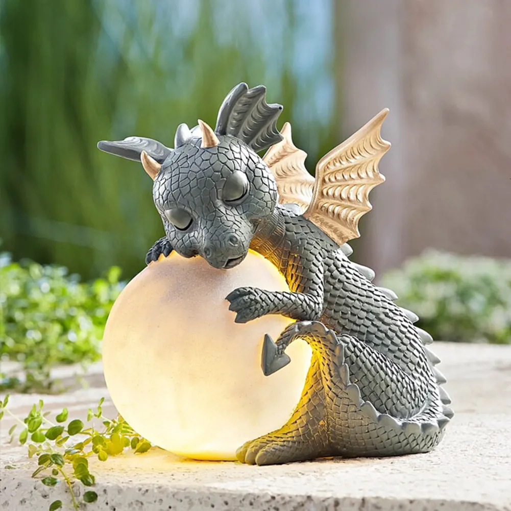 Altri articoli per feste per eventi 3D Piccola forma di dinosauro Scultura del sonno Lampade da tavolo in resina Decor Luci notturne Dragon Model Garden Decorazione cortile esterno 230707