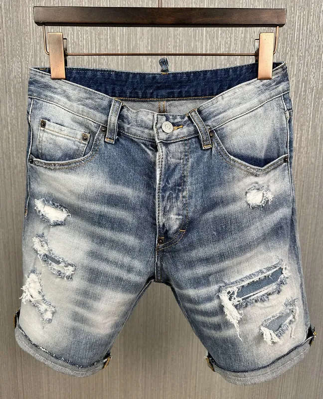 Euro Boyut 52 Açık Mavi Vintage Denim Şort Kot Diz Uzun