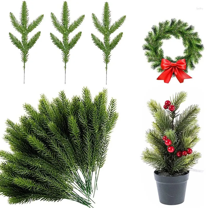 Dekoratif Çiçekler 65pcs Yapay Çam İğneleri Şube Simülasyon Bitki Çiçek Düzenleme Noel Ağaçları için Aksesuarlar Çiçekler