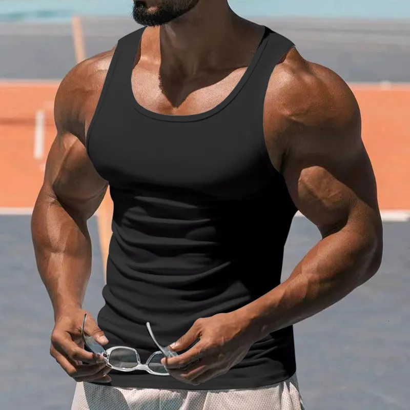 Męskie podkoszulki czarne męskie ubrania na siłownię podkoszulek do kulturystyki mężczyzna moda letnia koszulka bez rękawów bawełna fitness odzież sportowa szczupłe kamizelki mięśniowe 230707