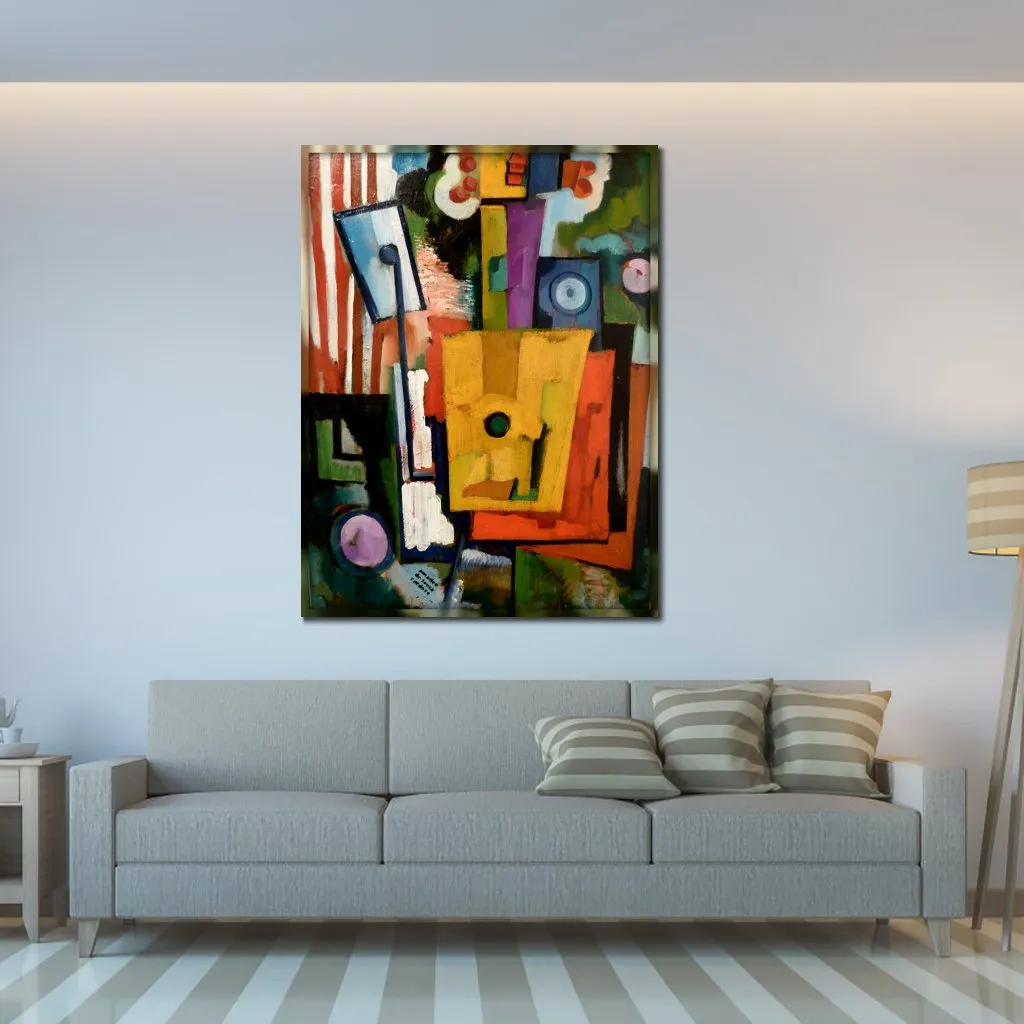 Paysage abstrait peinture à l'huile sur toile La vie des instruments Souza Cardoso Artwork Contemporary Wall Decor