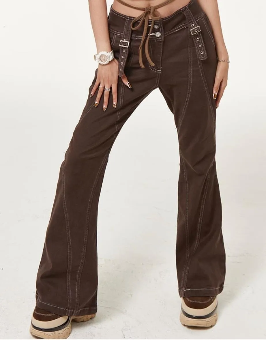 Jeans para mujer primavera para mujer cintura alta estética Jeans de pierna ancha holgados mujer denim capris Pantalones jean mom pantalones 230707