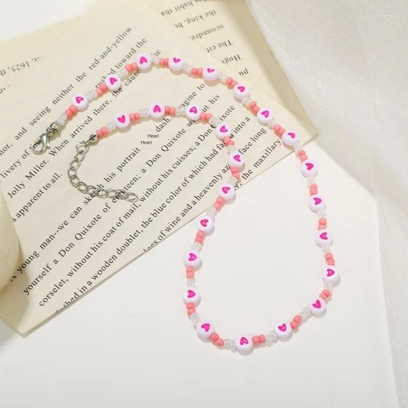 Choker Collier de perles fait à la main Perle de cerise rouge Esthétique Versatile Clavicule Coeur