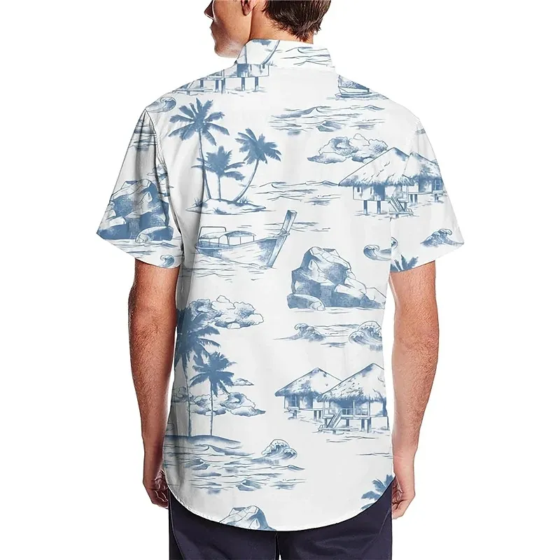 Camisas sociais masculinas Camisa gráfica Aloha Coconut Tree Turndown Impressão 3D Outdoor Street Mangas curtas Button Down Clothing A 230707