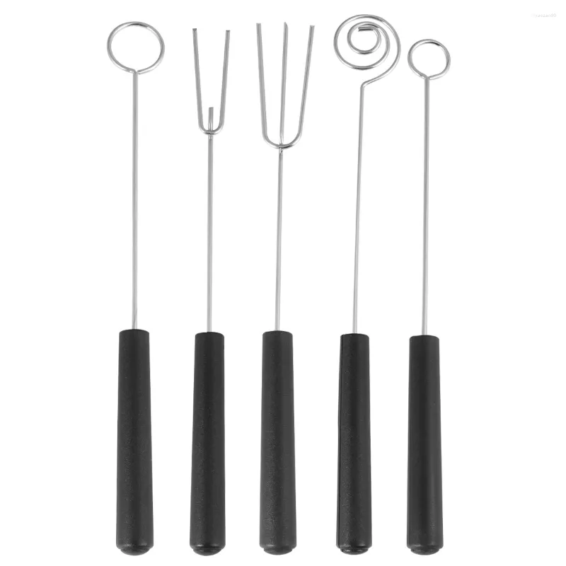 Учебные посуды наборы 5 ПК Spoon Set Set Kebab Fork нержавеющая сталь маленькие инструменты кухонные гаджет шоколад