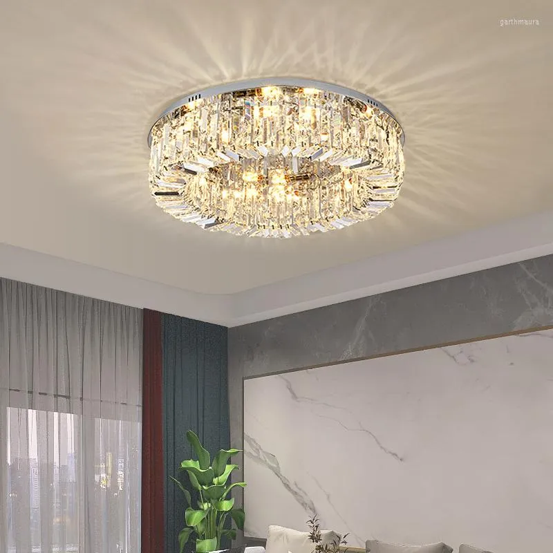 Lustres Nordic Led Cristal Lumières Maison Décor Intérieur Rond Chrome Plafonnier Moderne Minimaliste Salon Chambre Étude Éclairage Lampes