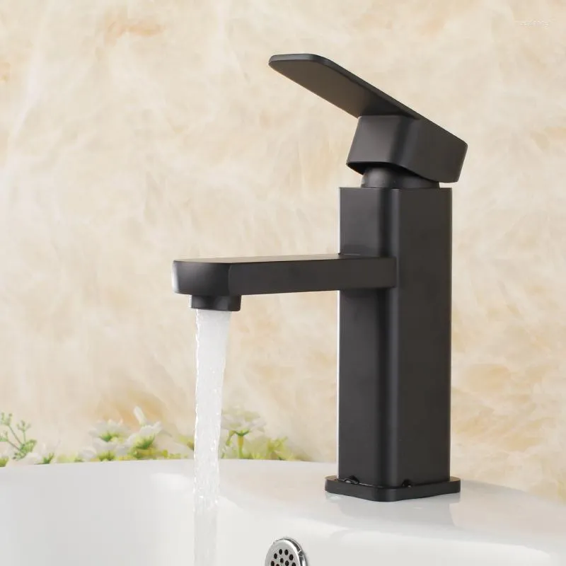 Bathroom Sink Faucets Fashion Baking Finish Matte Black Solid Brass High Quality Basin Faucet Vessel Mixer Tap Single Handle