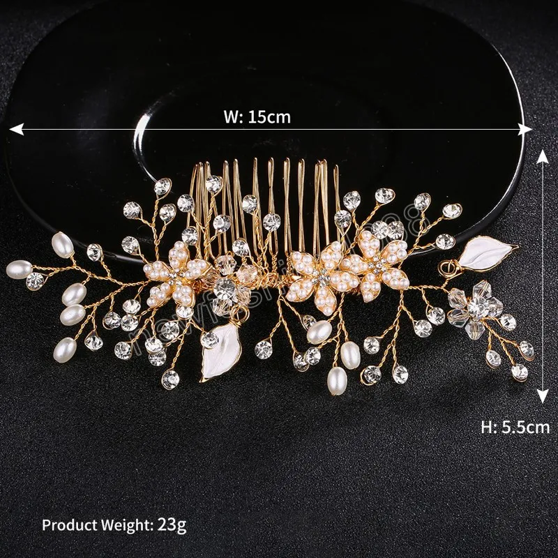 Kwiatowe perły grzebień do włosów ślubne wykwintne spinki do włosów Barrettes Jewel eleganckie akcesoria do włosów dla kobiet Bridal Cryst chluba