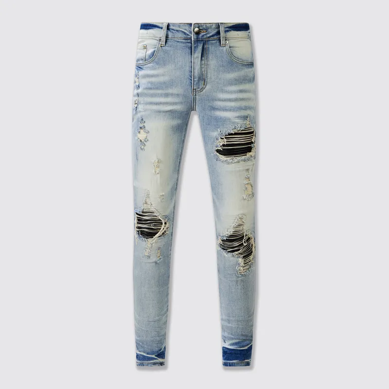 Jeans Angustiados Para Hombre Jeans De Mezclilla De Mezclilla