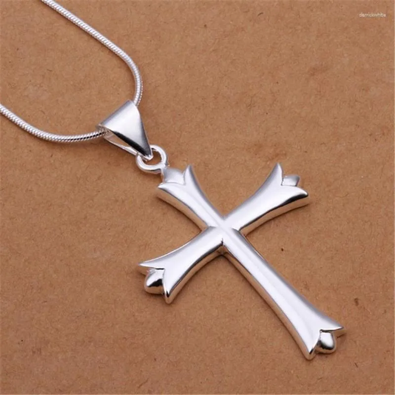 Anhänger Halsketten 925 Silber Farbe Kreuz Frauen Hochzeitsgeschenk Herren Minimalist Halskette Modetrends Schmuck Geschenke N290