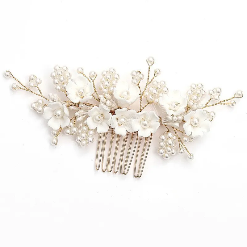 Bridal Handmade Flower Hair Comb Luxurious Hair Clips Copper Wire Winding Hair Accessories for Woman Hair Decorative Ornaments