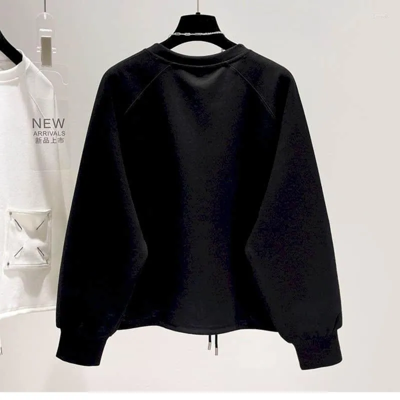 Women Hoodies Design Pocket Pullover Girl Short Hend Tops Spring Autumn Trend Pullover Corean على الطراز الكوري
